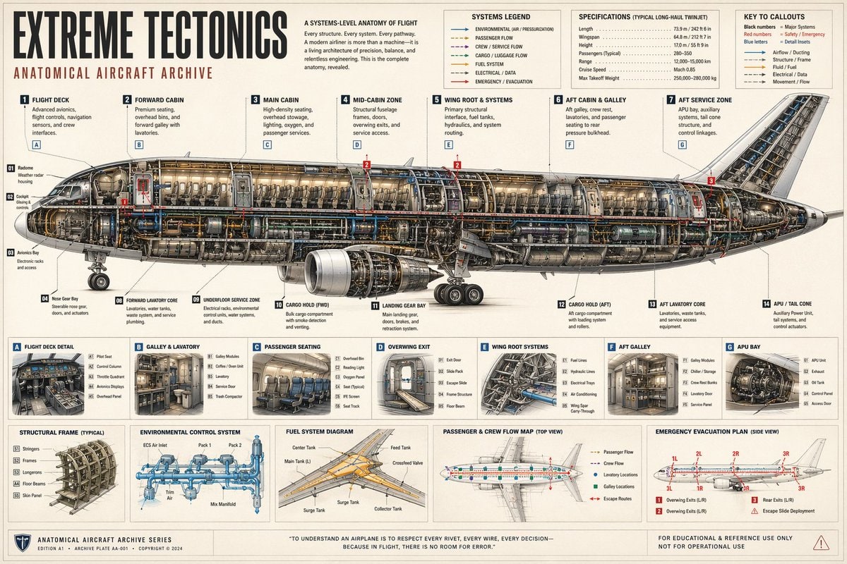 飞机剖面图档案海报
