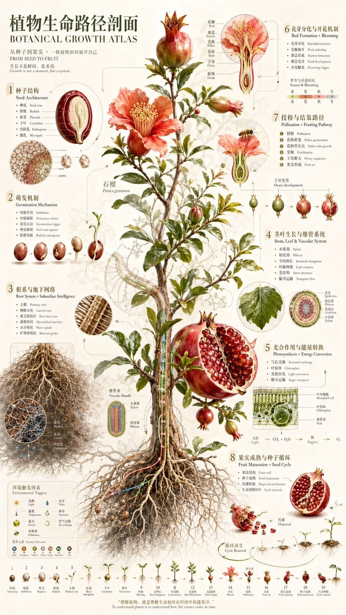 Vintage Pomegranate Growth Atlas