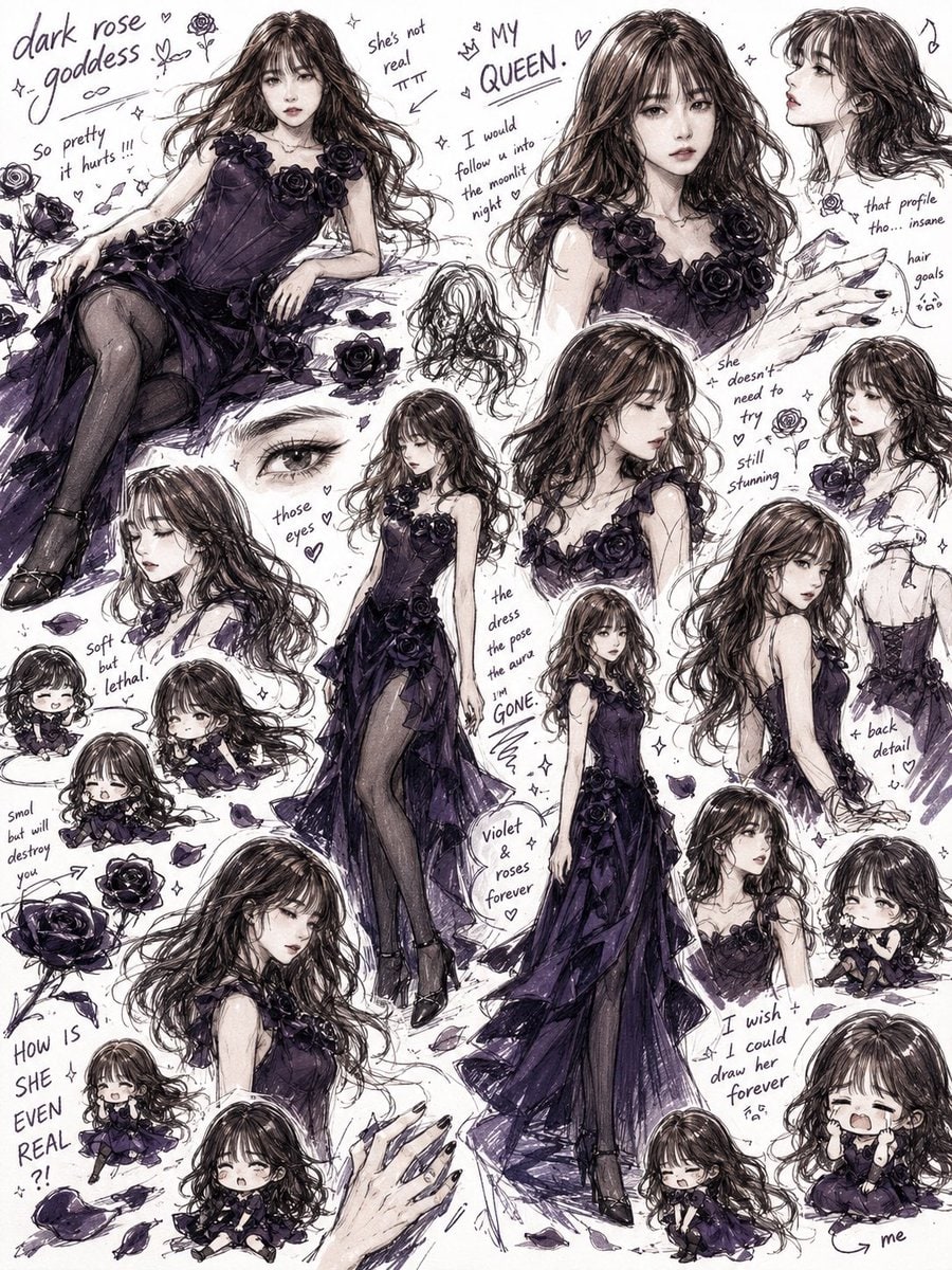 漫画/故事板 - 暗黑玫瑰女神速写本拼贴