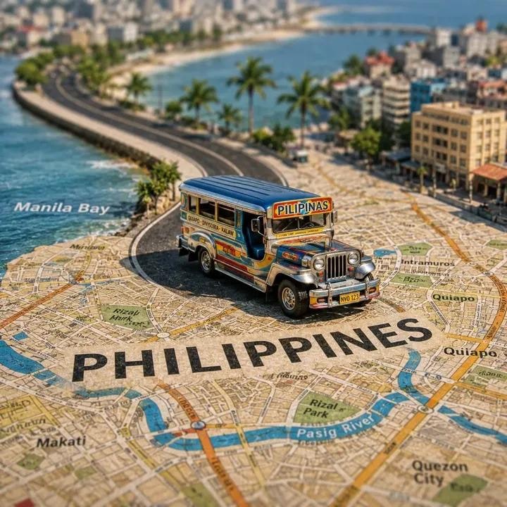 信息图/教育视觉 - 移轴旅行地图微缩模型