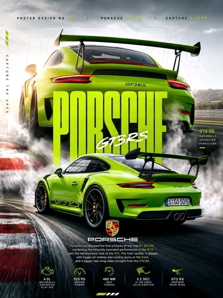 产品营销 - 保时捷911 GT3 RS赛车海报