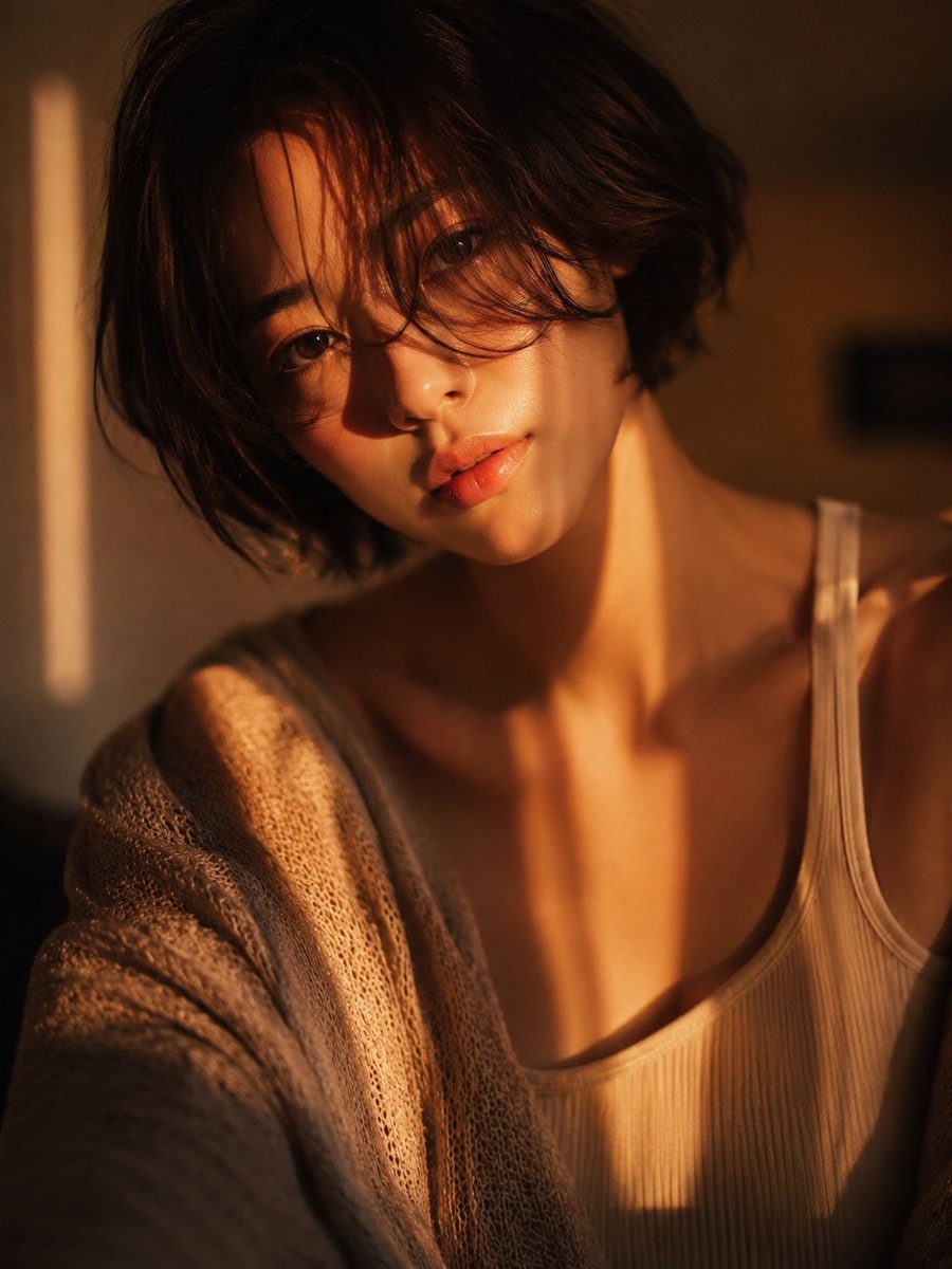 社交媒体帖子 - 黄金时刻特写人像