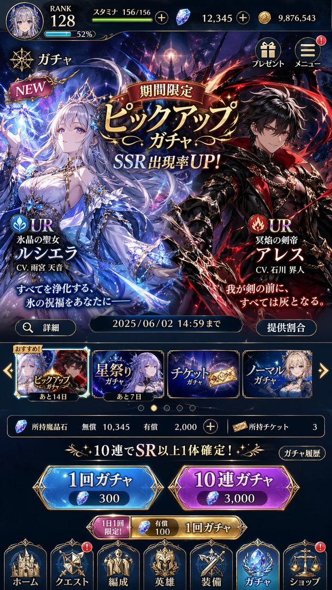 生成日本手游的扭蛋界面。