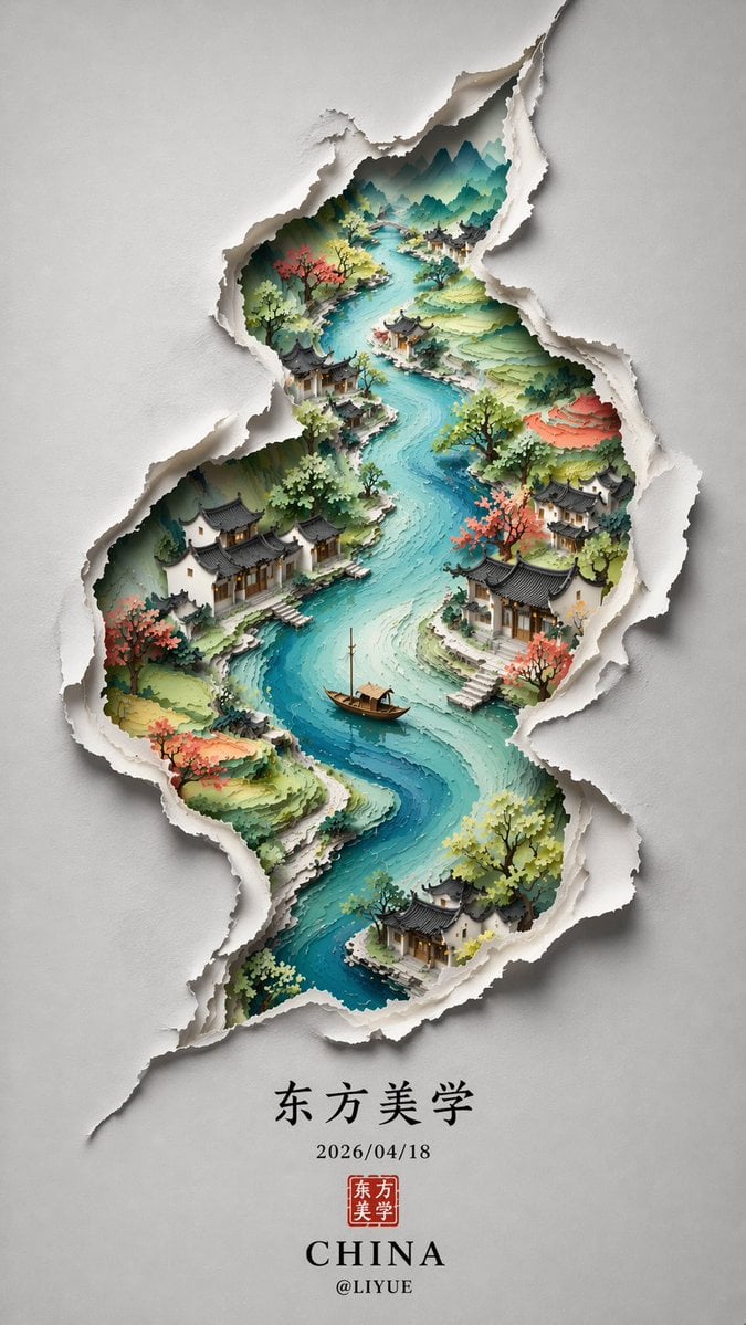 中文极简 S 形海报