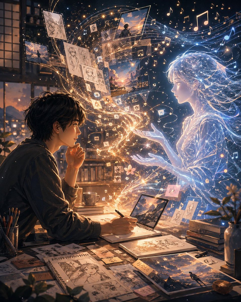 夜色中的艺术家与空灵缪斯