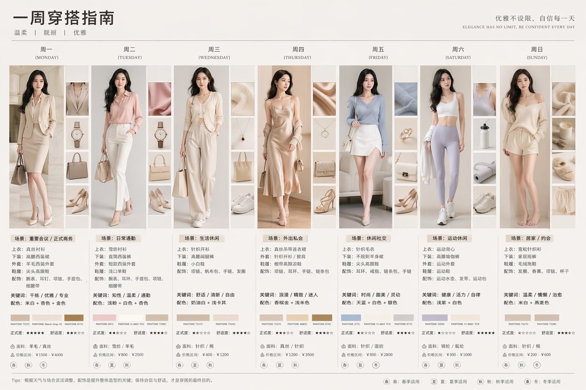 7天时尚穿搭手册信息图