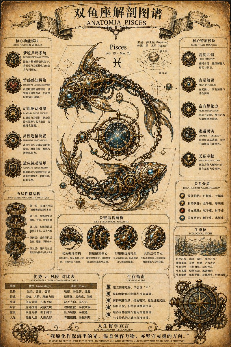 蒸汽朋克风格黄道十二宫解剖海报