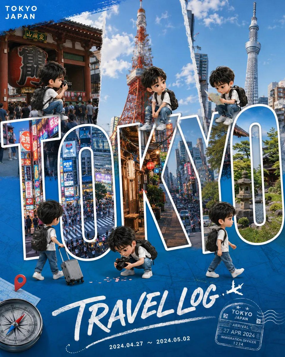 YouTube 缩略图 - 可爱旅行 Vlog 海报设计