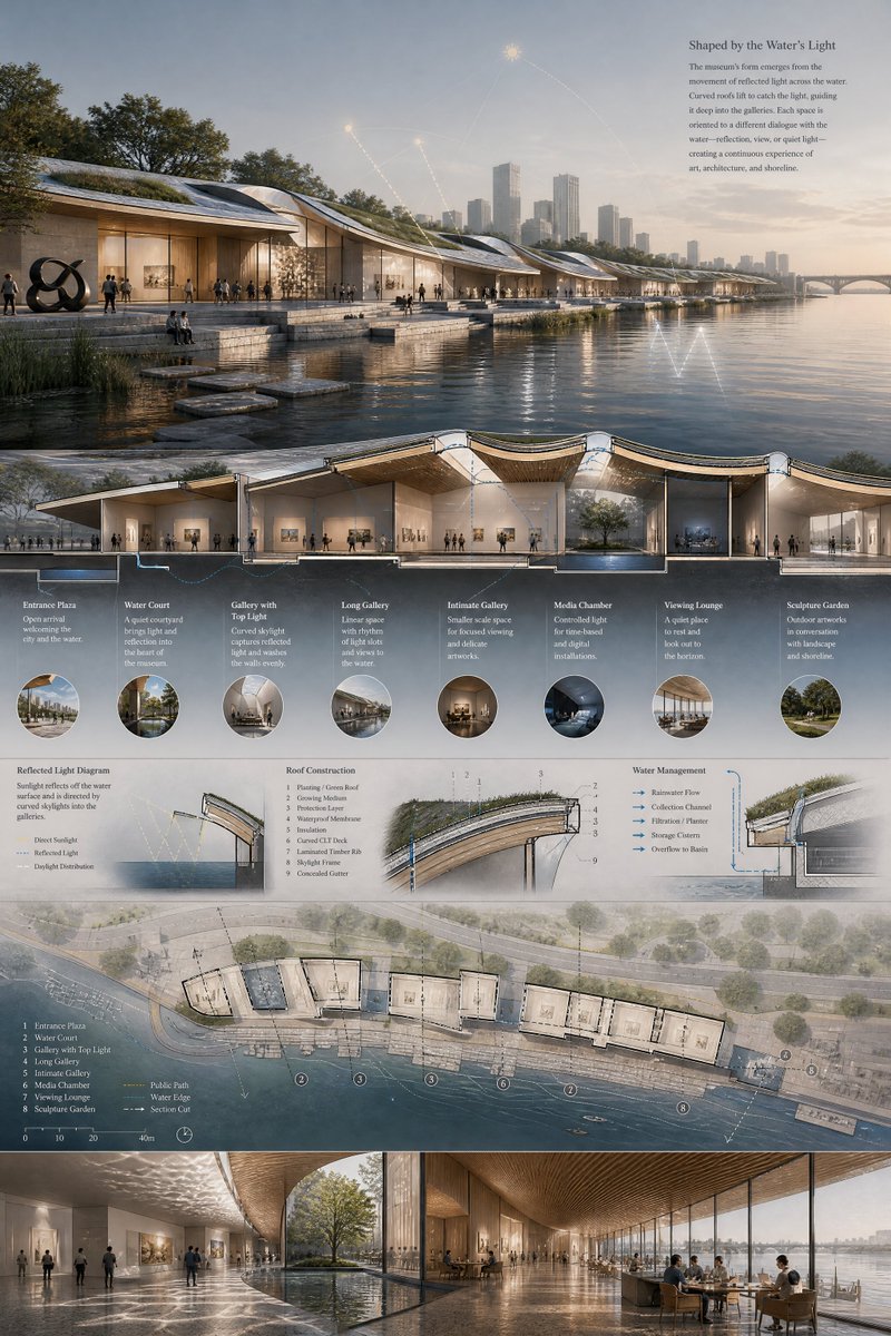信息图 / 教育视觉 - 滨水博物馆建筑展板