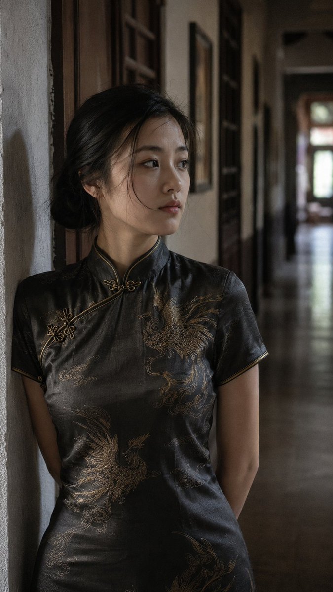Profile / Avatar - 穿丝绸旗袍的东亚女性