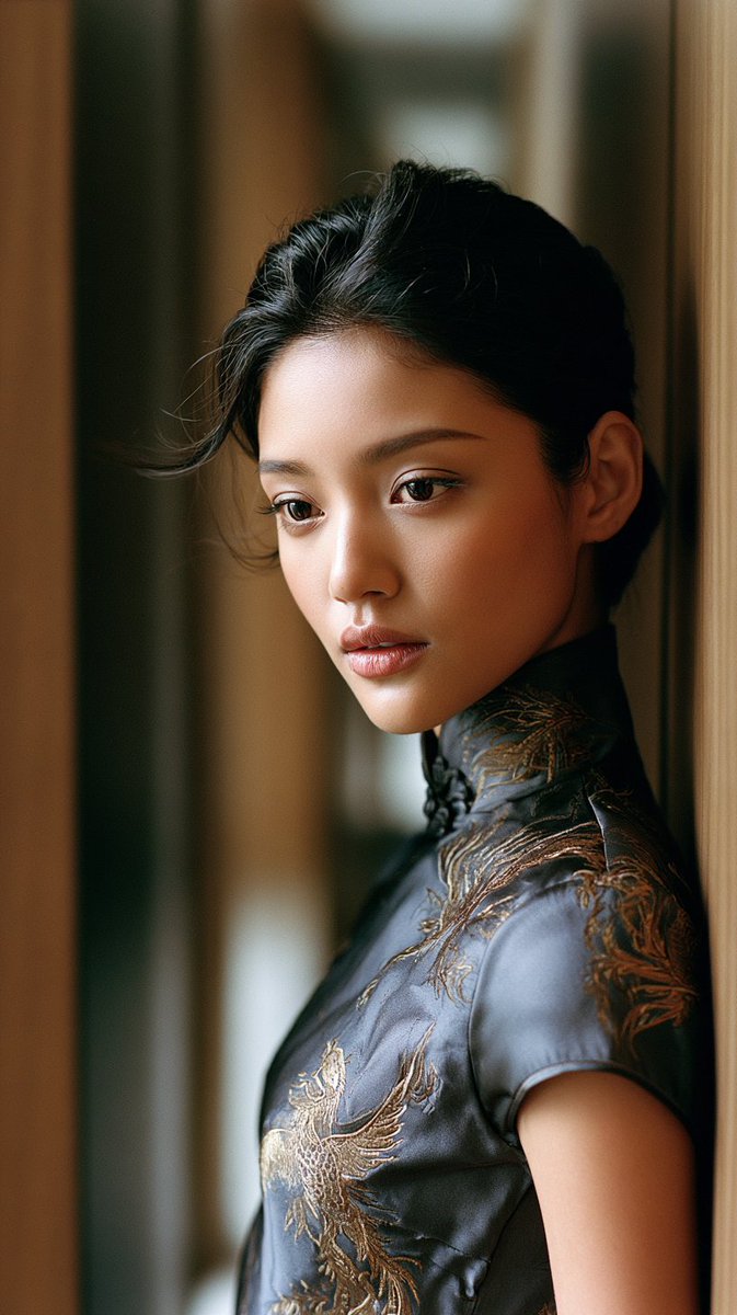 Profile / Avatar - 穿丝绸旗袍的东亚女性