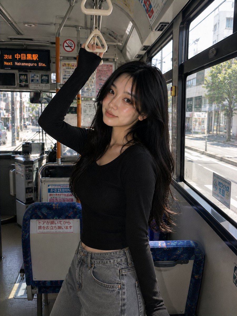 社交媒体帖子 - 韩国女孩城市公交抓拍