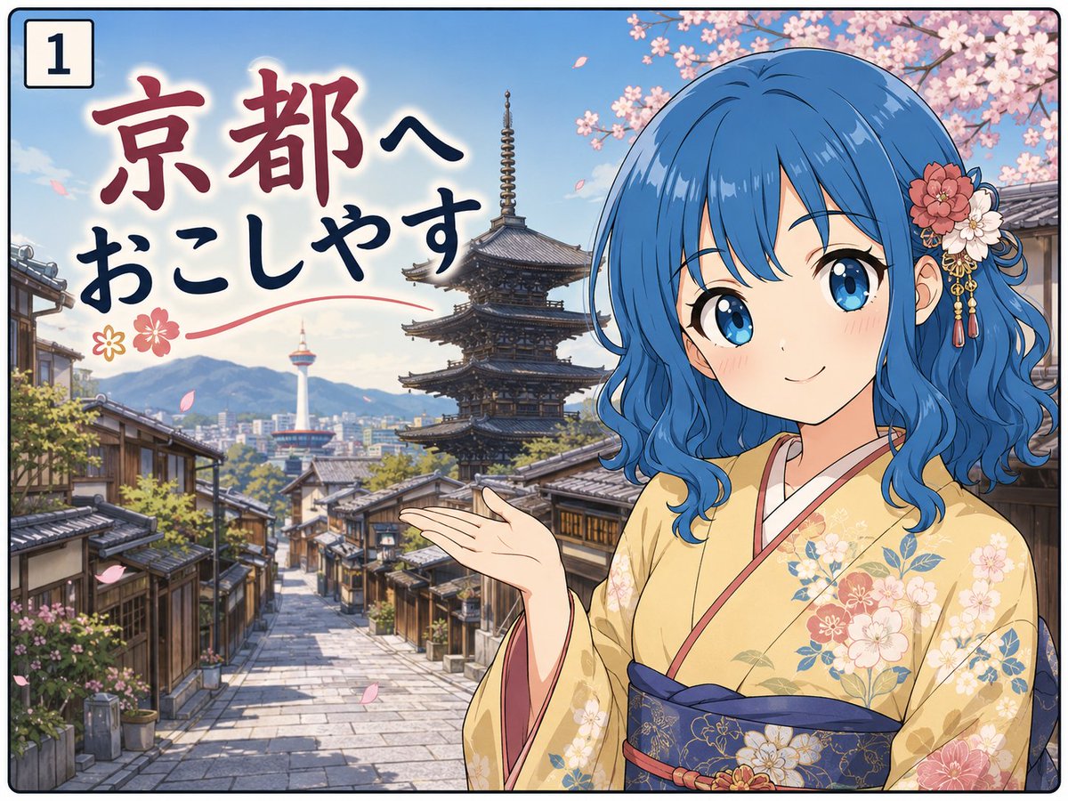 社交媒体帖子 - 京都动漫旅行迷因面板