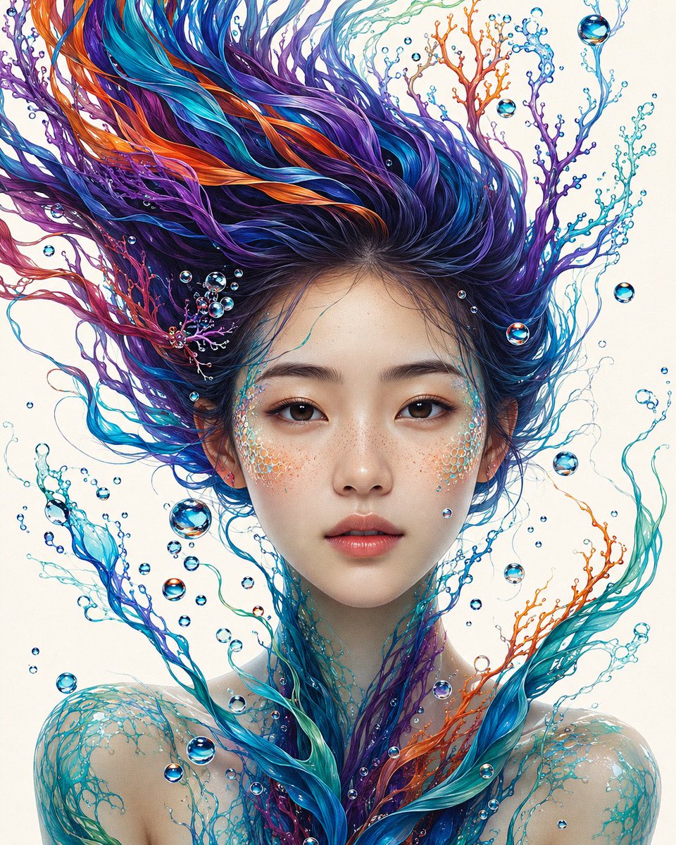 社交媒体帖子 - 水灵幻想插画
