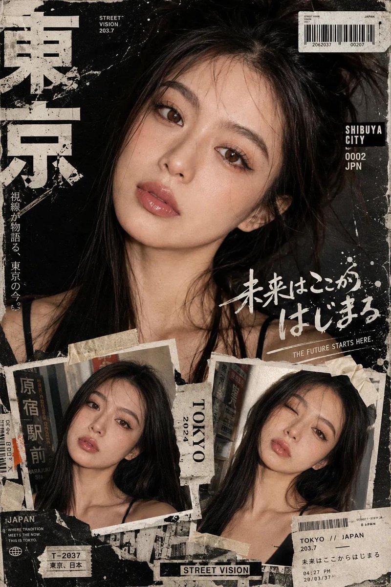 社交媒体帖子 - Y2K 东京杂志风拼贴