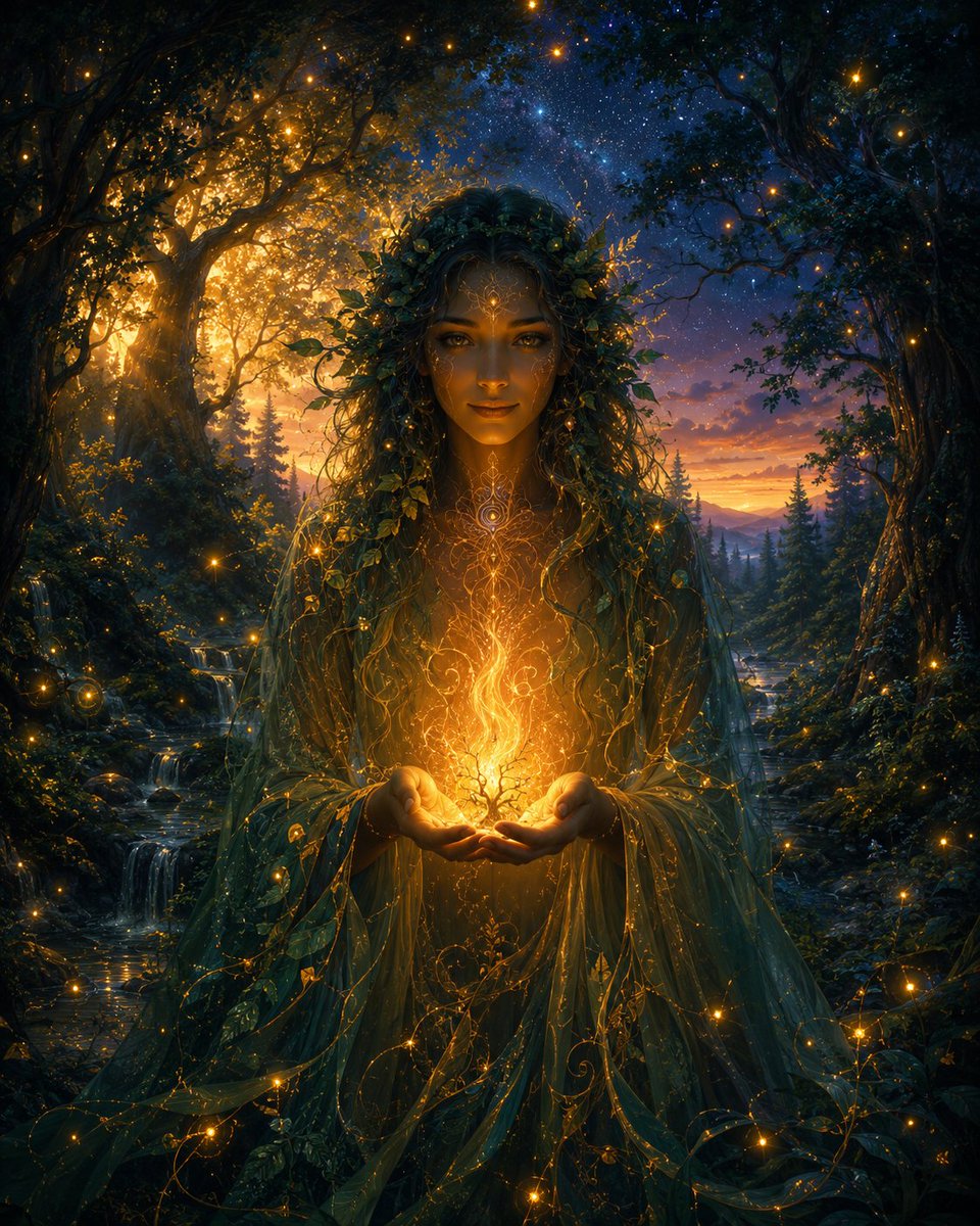 游戏资产 - 持有发光树的魔法森林精灵