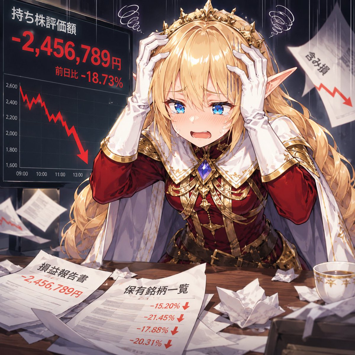 信息图 / 教育视觉 - 精灵女王股市亏损恐慌