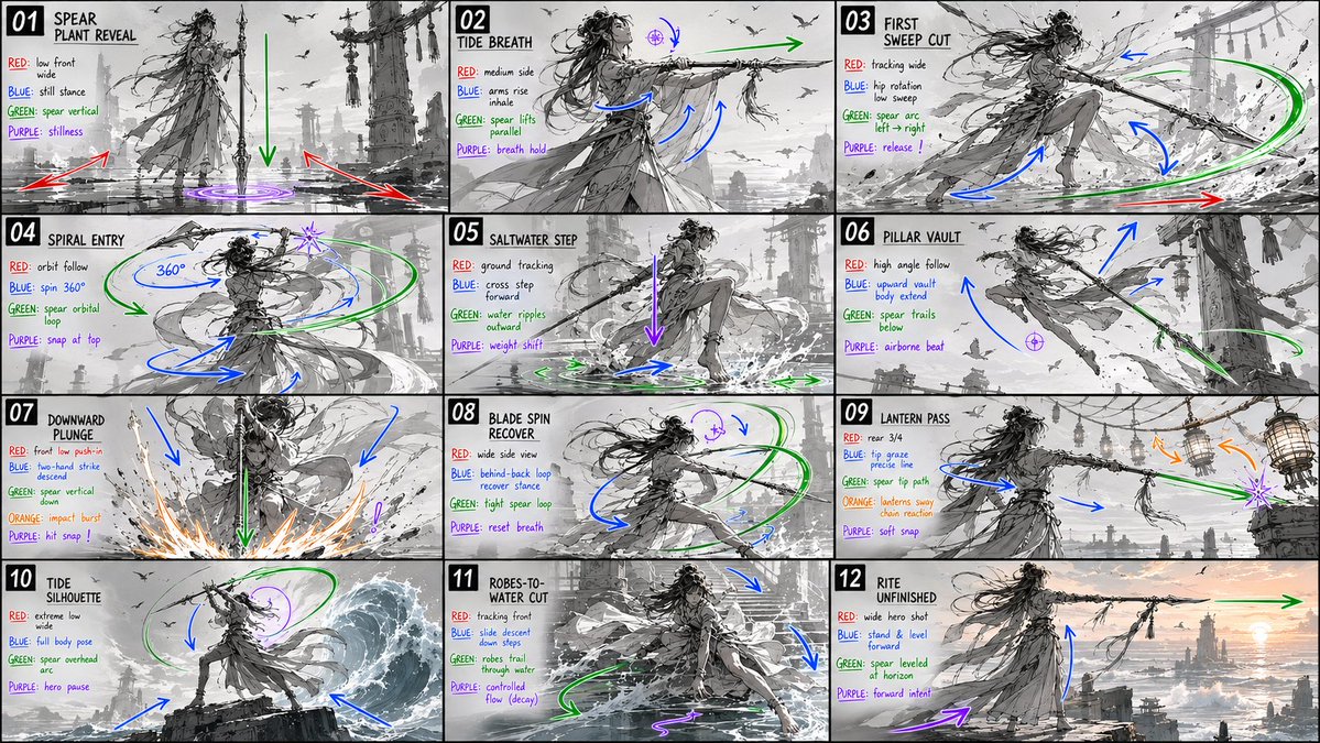 漫画/故事板 - 12格长矛作画故事板