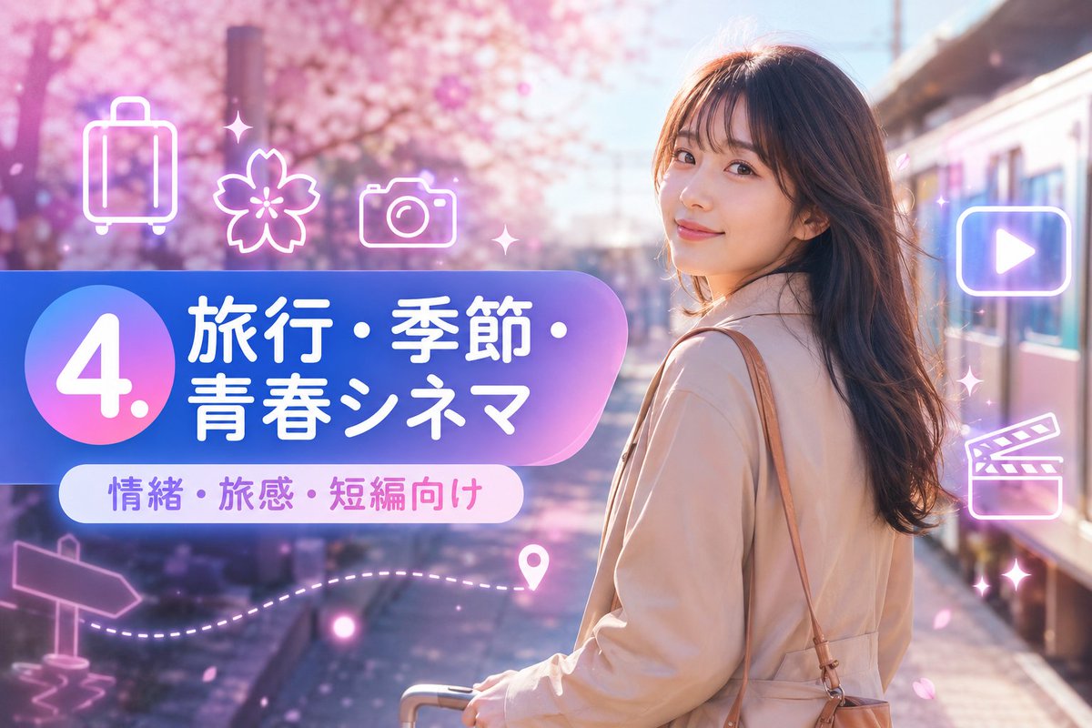 YouTube 缩略图 - 樱花旅行电影感标题卡
