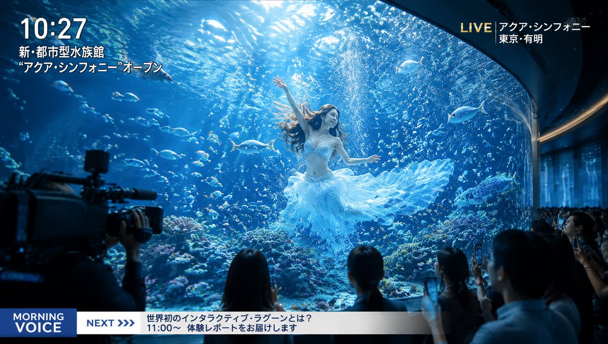 社交媒体帖子 - 未来主义水族馆美人鱼场景