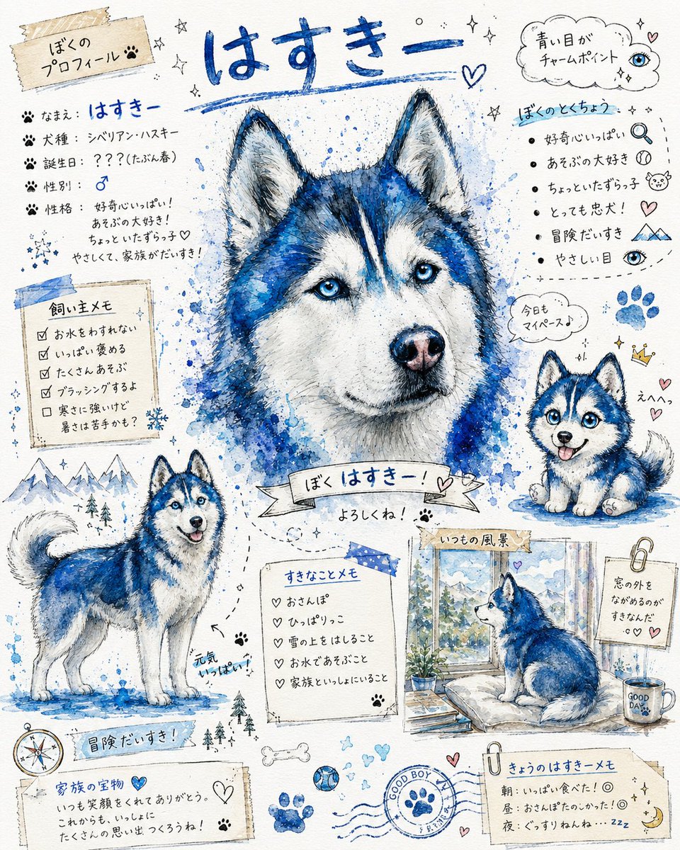 个人资料/头像 - 日本哈士奇素描本头像