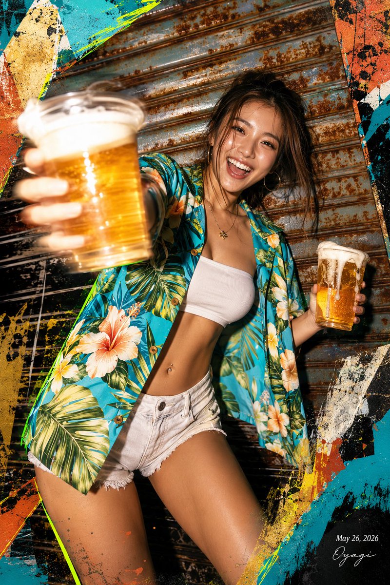 社交媒体帖子 - 热带啤酒派对海报