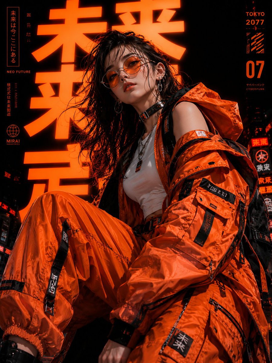 社交媒体帖子 - 赛博朋克东京时尚人像