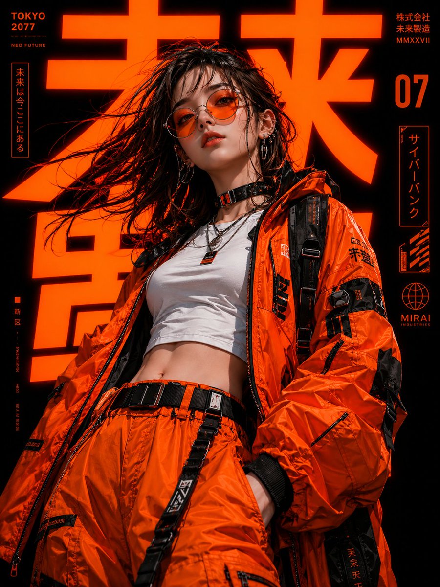 社交媒体帖子 - 赛博朋克东京时尚人像