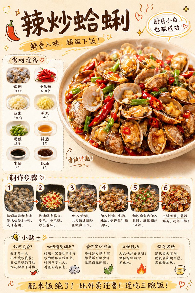 社交媒体帖子 - 美食食谱视觉笔记海报