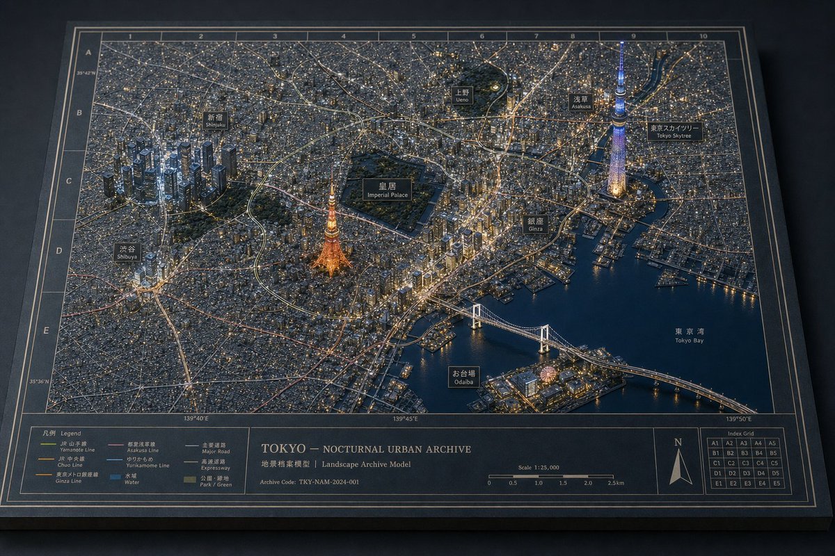 信息图 / 教育视觉 - 东京夜景立体地图
