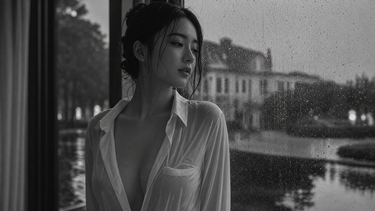 社交媒体帖子 - 电影感黑白人像