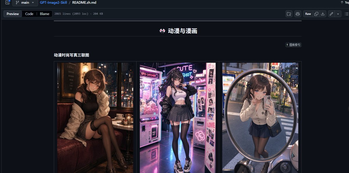 信息图/教育视觉 - GitHub README 动漫画廊截图