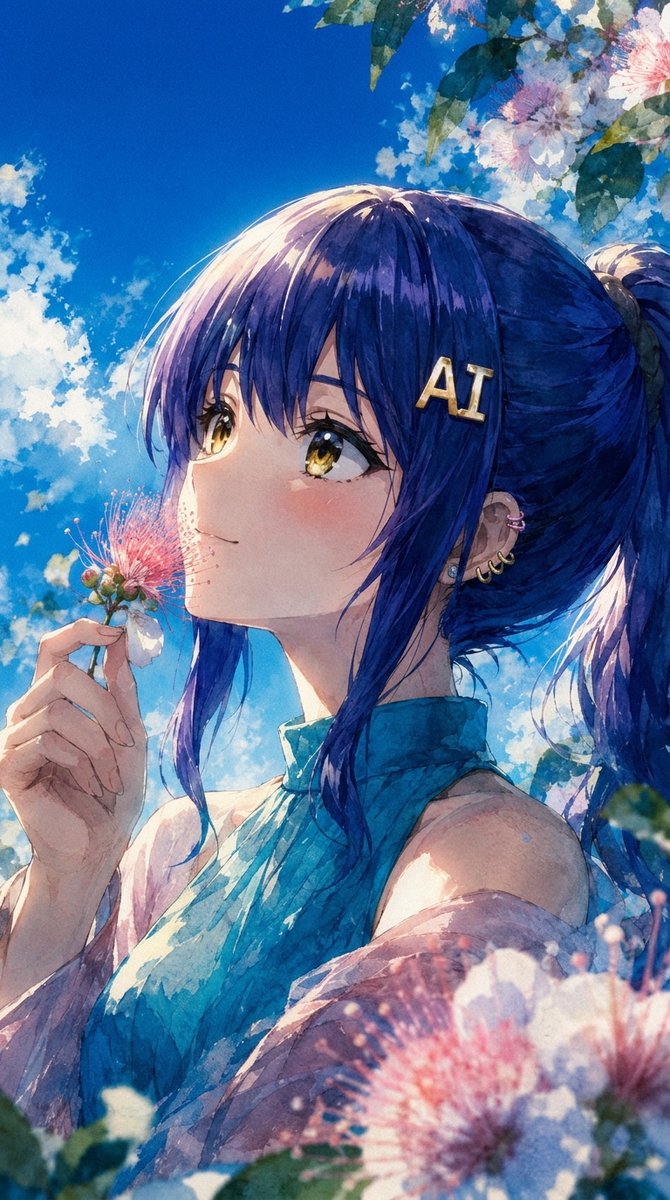 个人资料/头像 - 夏日动漫人像与合欢花