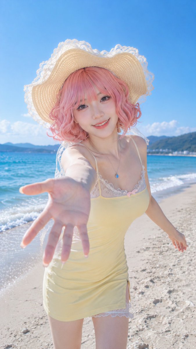 社交媒体帖子 - 夏日海滩度假人像
