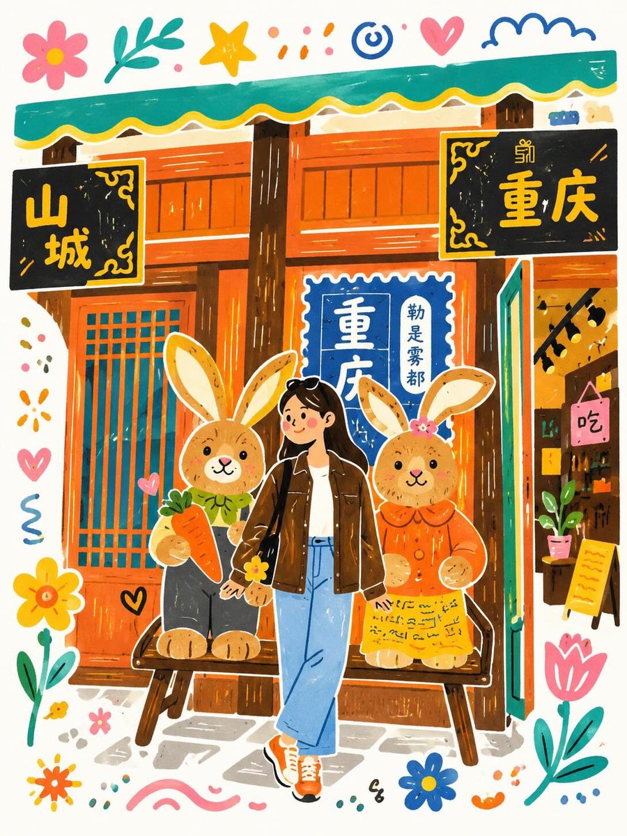 漫画/故事板 - 可爱咖啡馆与旅行插画