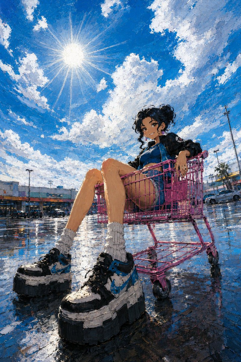头像 / 个人资料 - 购物车中角色的风格化油画 · @username