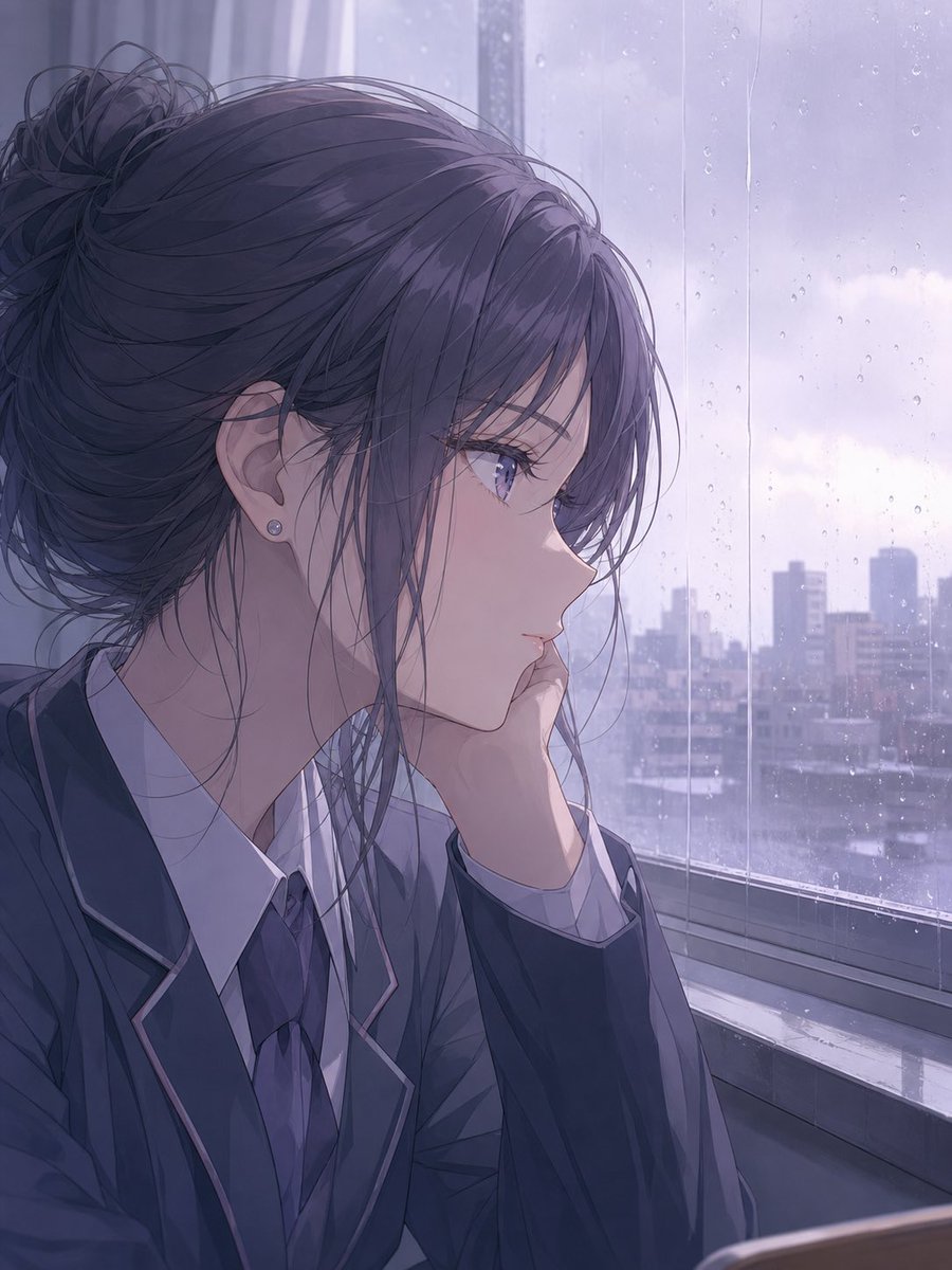 个人资料/头像 - 雨中动漫学生人像
