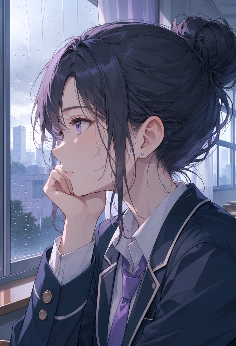 个人资料/头像 - 雨中动漫学生人像