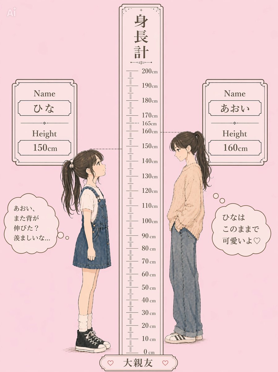 信息图 / 教育视觉 - 柔和色系身高差闺蜜