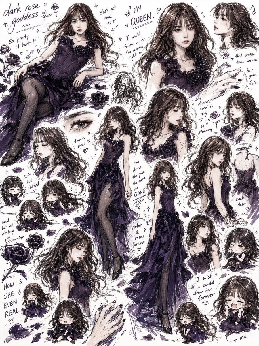 漫画/故事板 - 暗黑玫瑰女神速写本拼贴