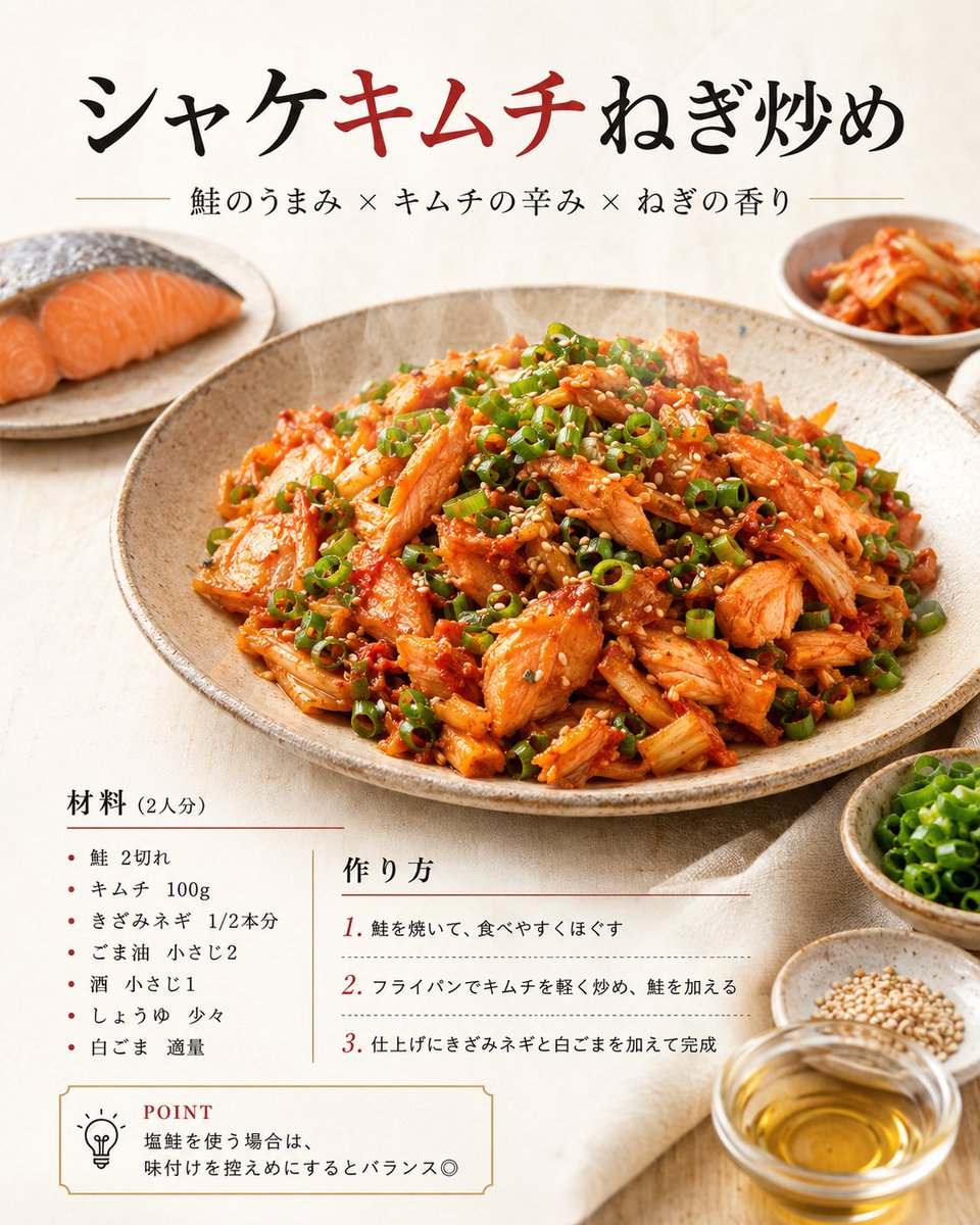信息图 / 教育视觉 - 日式三文鱼泡菜食谱海报