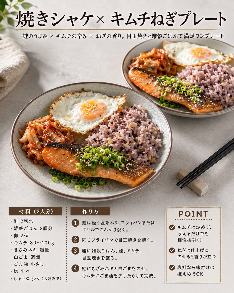 信息图 / 教育视觉 - 日式三文鱼泡菜食谱卡