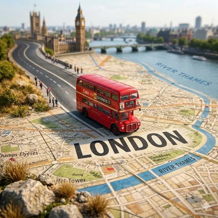信息图/教育视觉 - 移轴旅行地图微缩模型