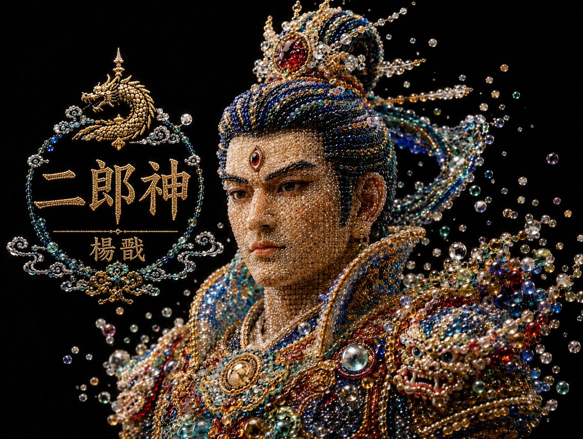 社交媒体帖子 - 珠光色二郎神半身像