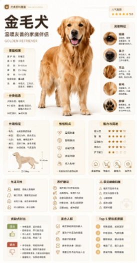 信息图 / 教育视觉 - 金毛百科卡片