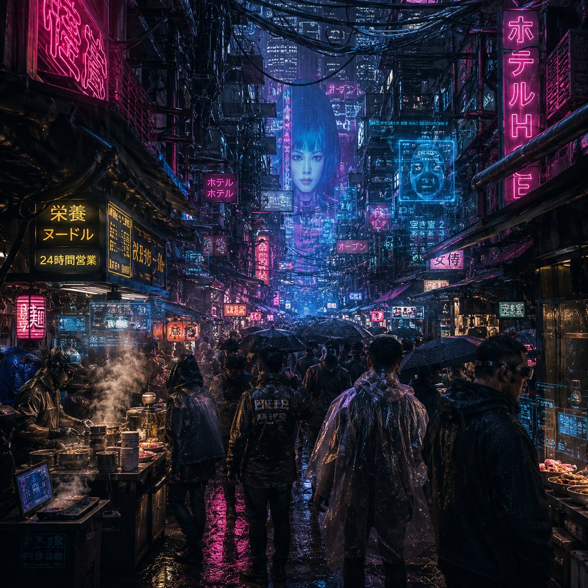 漫画/故事板 - 嘈杂的赛博朋克雨巷