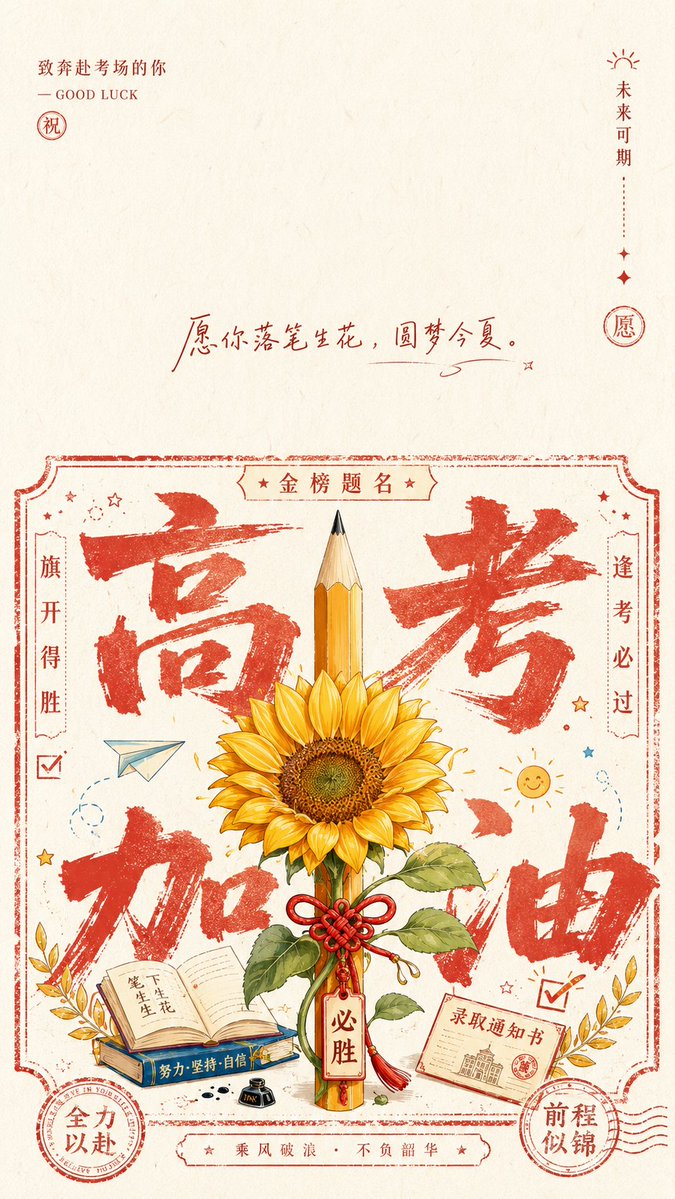 社交媒体帖子 - 高考加油海报壁纸