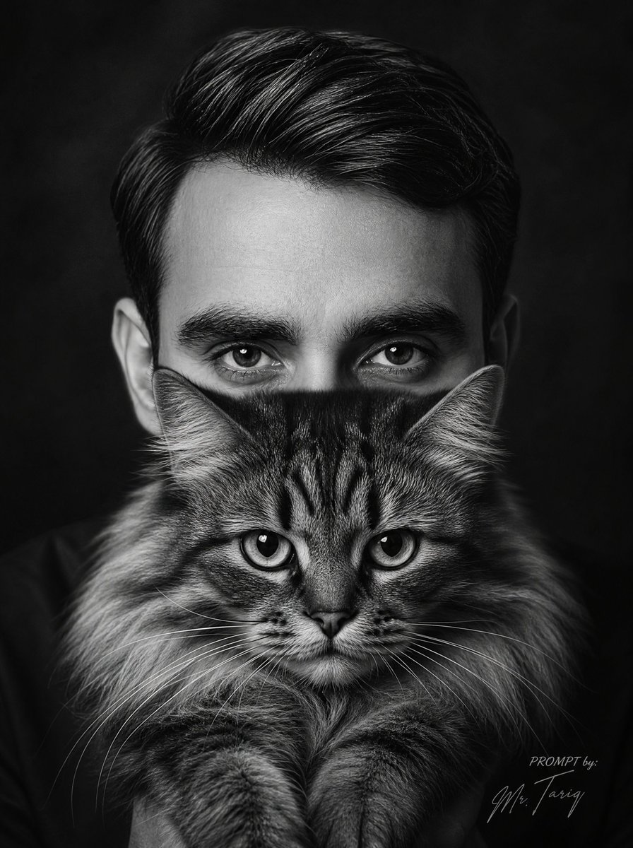 个人资料/头像 - 被审查的抱猫男人像