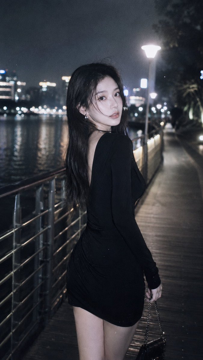社交媒体帖子 - 夜间城市胶片人像