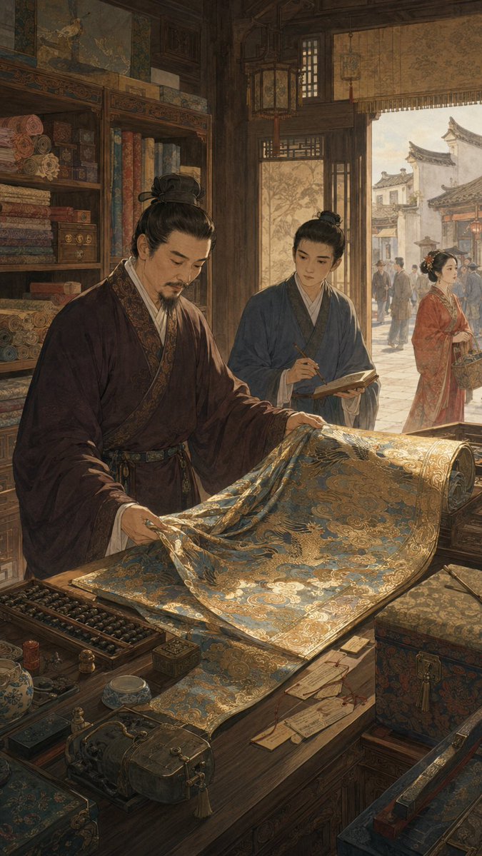 漫画/故事板 - 老式中国丝绸店内景